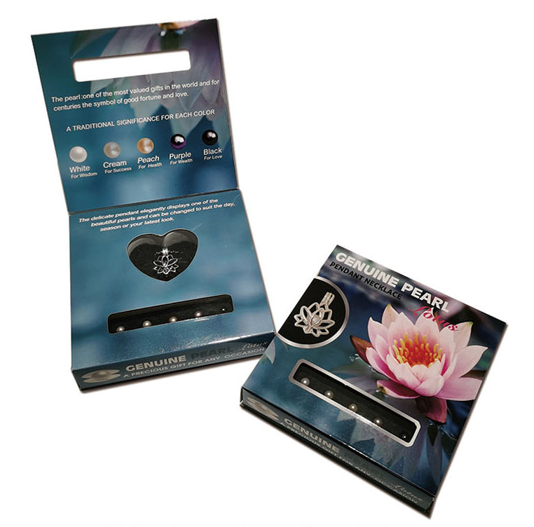 5 Pearl Set - Lotus Flower Box with Lotus Flower Pendant Necklace - NEW522