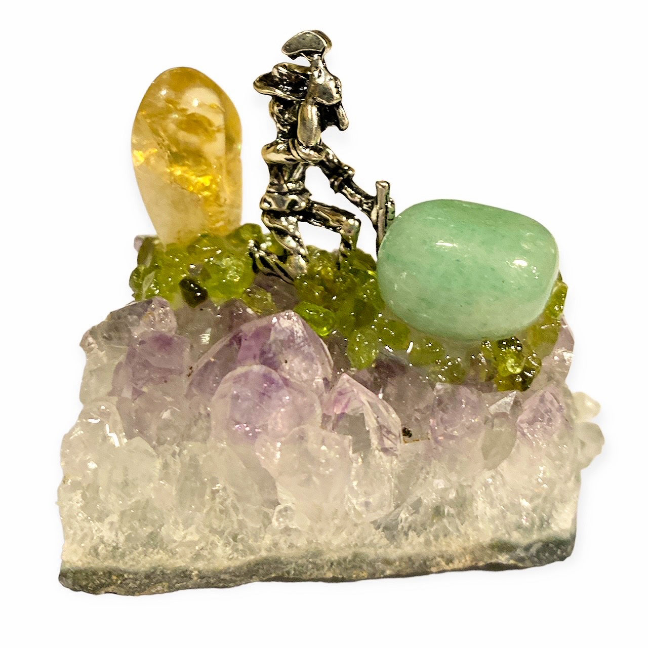 GRANDES LIMPIADORES DE ORO MIXTOS EN RACIMO DE AMATISTA CON CITRINOS - 6,3 x 4,3 cm - China - NUEVO 1122