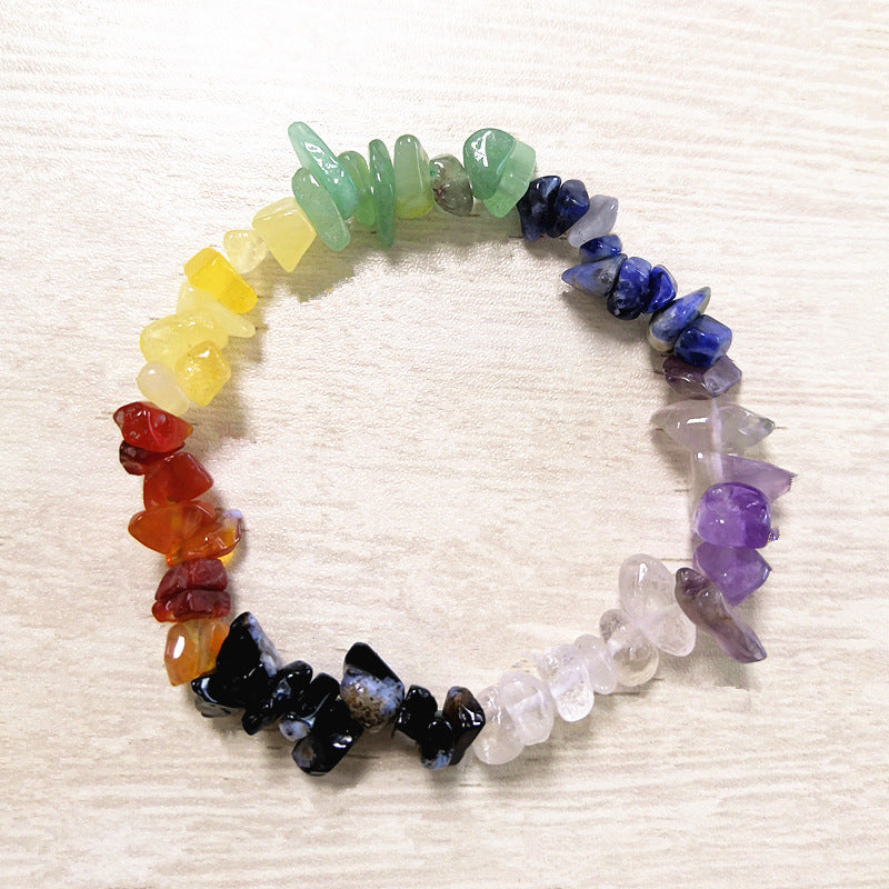 Pulseras con chips de piedras preciosas curativas del chakra 7