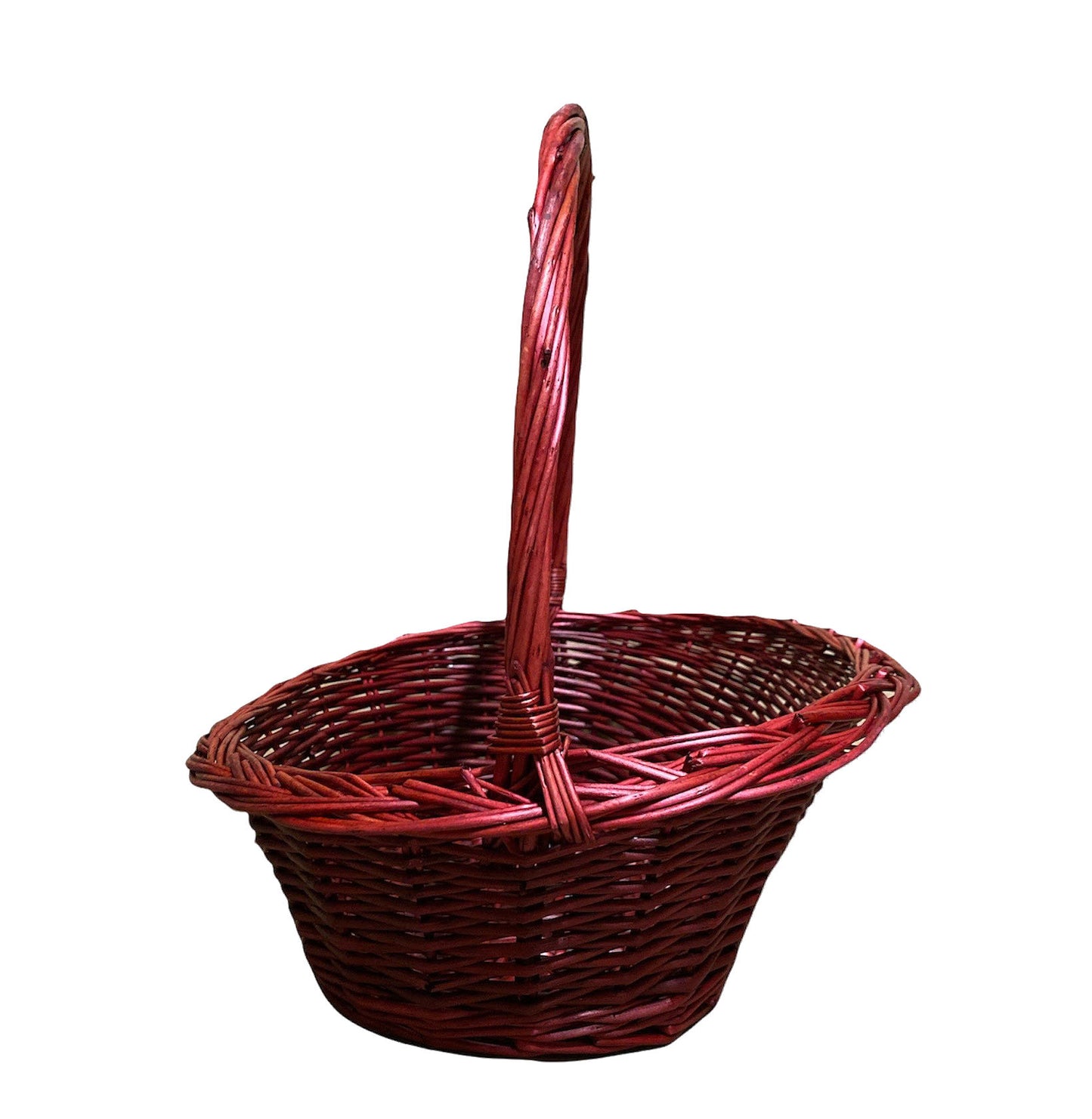 Cestas de mimbre ovaladas e inclinadas - Color vino rubí - Pequeñas - 32 x 26 cm (12,5 x 10,5 pulgadas) - Asa de 32 cm - Apto para cestas de 50 x 76 cm - Novedad otoño 2021