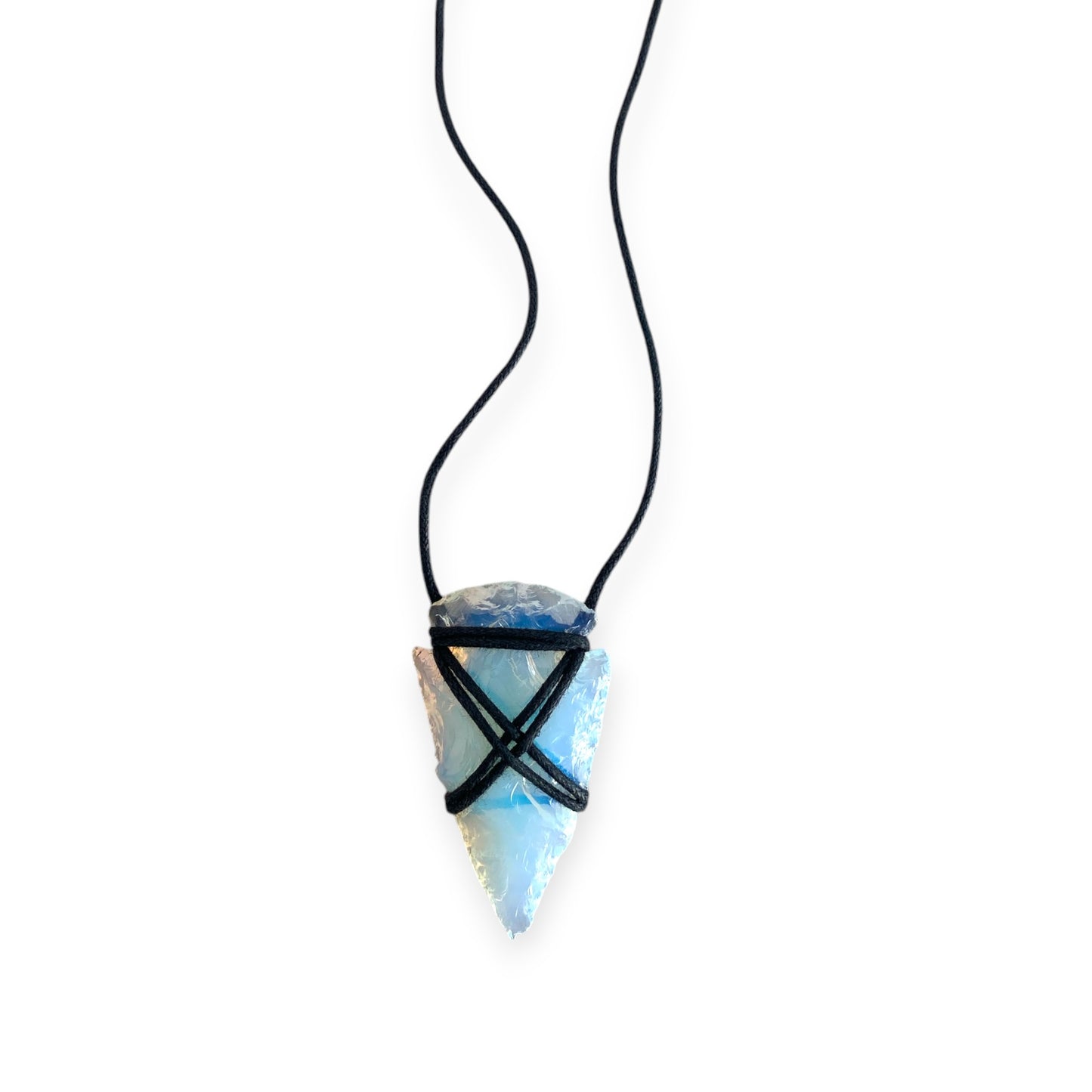 Colgante tribal de punta de flecha de opalita de 5 a 6,35 cm con collar - NUEVO 225