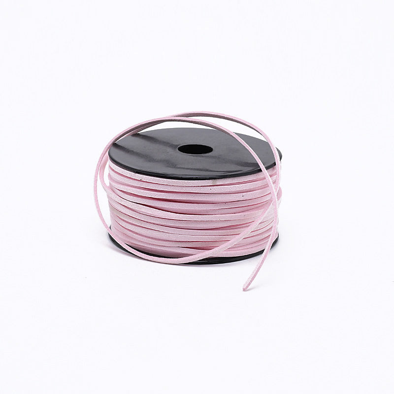Cordón de terciopelo - ROSA - 3 x 1,5 mm - 46 metros - Cordón plano de ante sintético - NUEVO 222
