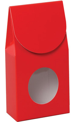 Red Gourmet Window Box - Large - 4 x 2 5/8 x 8 1/2 - 2 1/2 x 3 inch Window (Order in 6's) (144 Master)