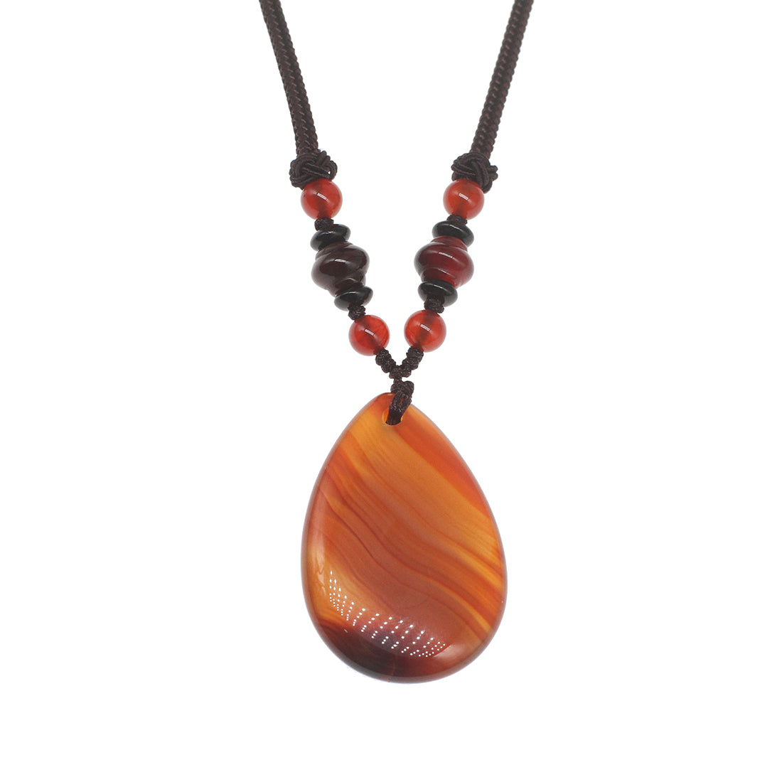 Colgante de rodonita en forma de pera con collar - 42 x 27 mm - Largo: 30 cm - 26 g - NUEVO 1021
