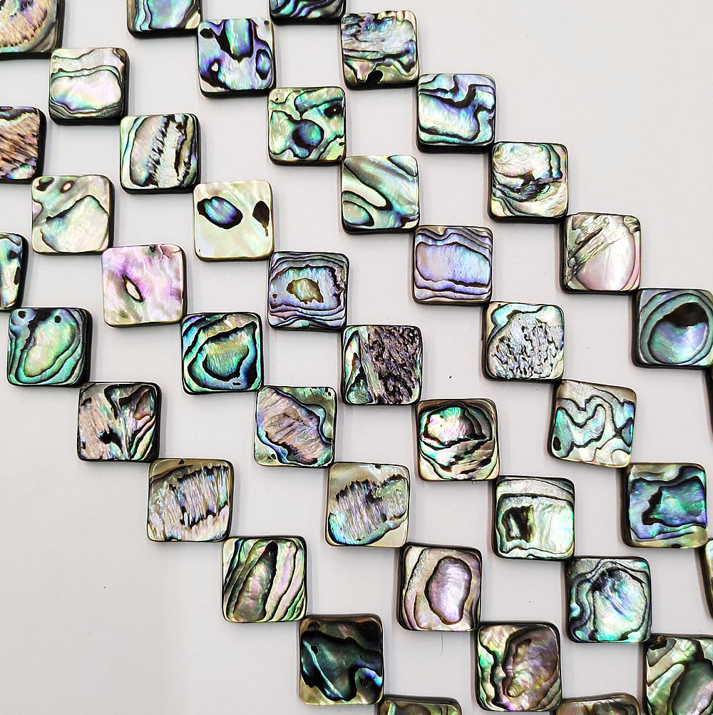 Pack of 10 Abalone Shell Beads - Rhombus - 12x12mm - NEW424
