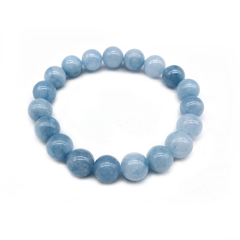 Blue Chalcedony Quartz Gemstone Bracelet - 12mm 7.5 Inch