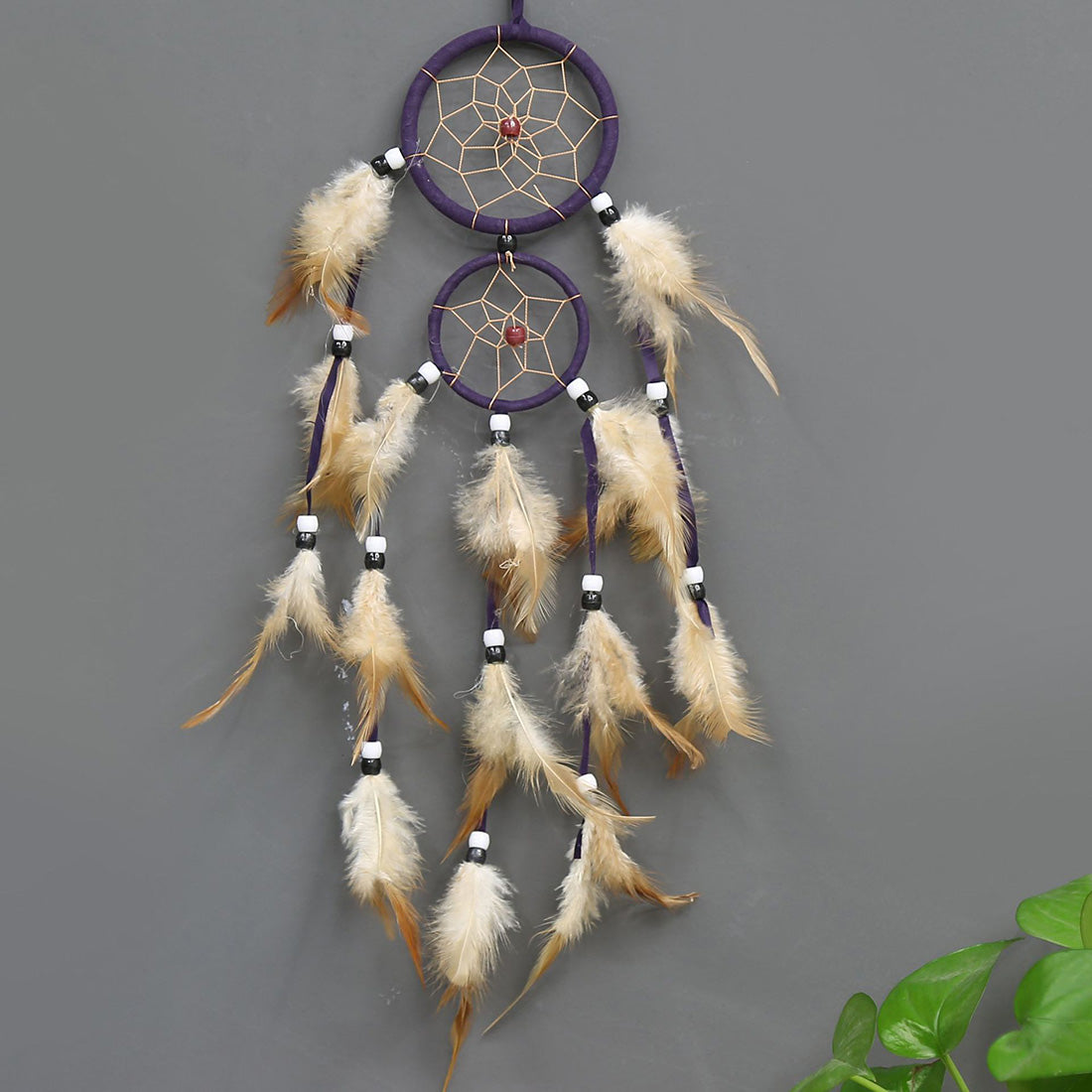 Atrapasueños de moda con plumas y borla de nailon - PÚRPURA - 500 a 550 mm