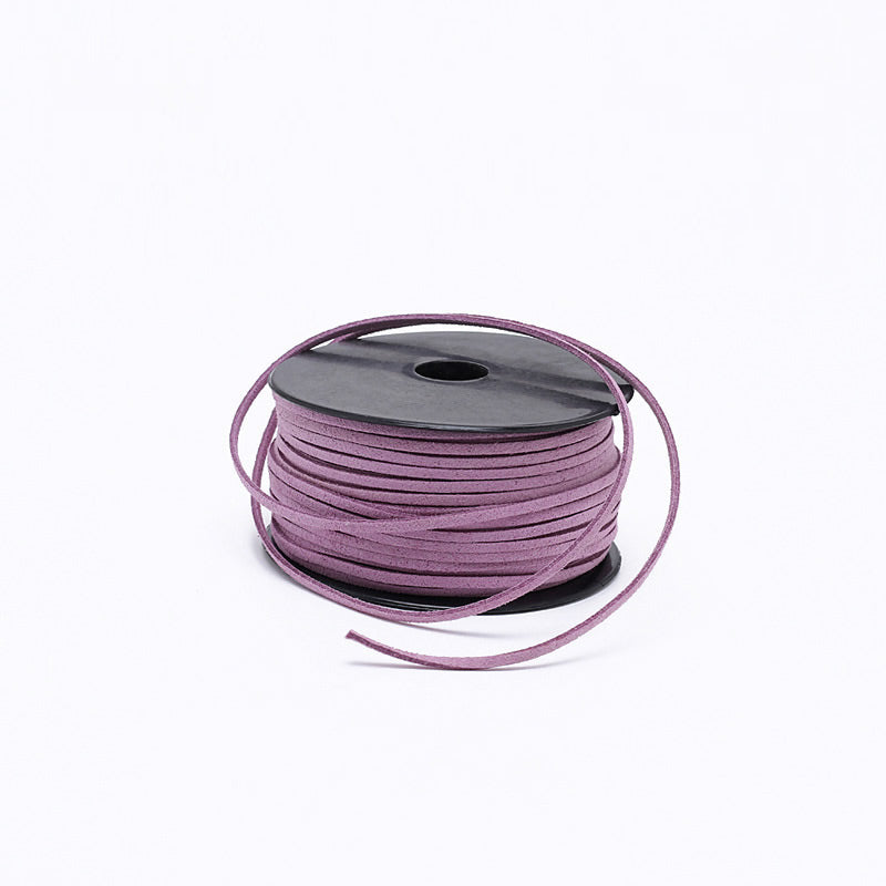 Cordón de terciopelo - LAVANDA - 3 x 1,5 mm - 46 metros - Cordón plano de ante sintético - NUEVO 222