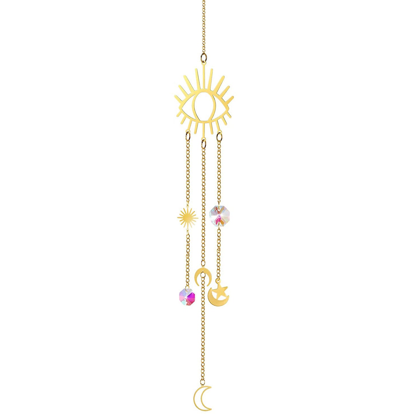 Percha de cristal K9 Aura con diseño de ojo malvado, color latón, con destellos - Largo - China