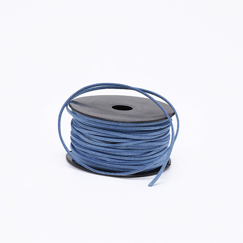 Cordón de terciopelo - AZUL - 3 x 1,5 mm - 46 metros - Cordón plano de ante sintético - NUEVO 222