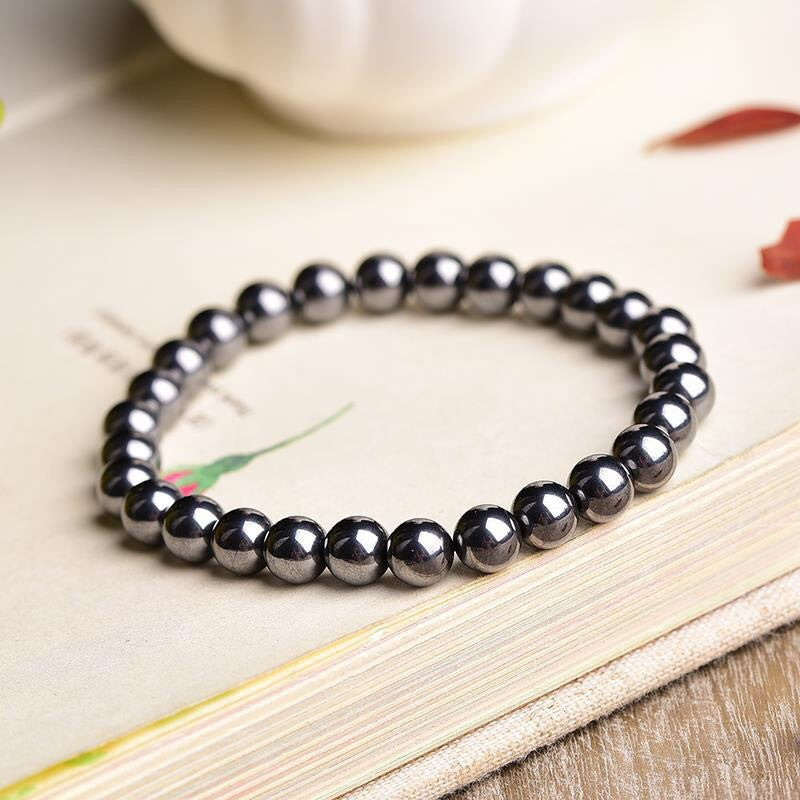 Terahertz Stone Round Bead Bracelet - 8mm x 7.5 Inch NEW1024
