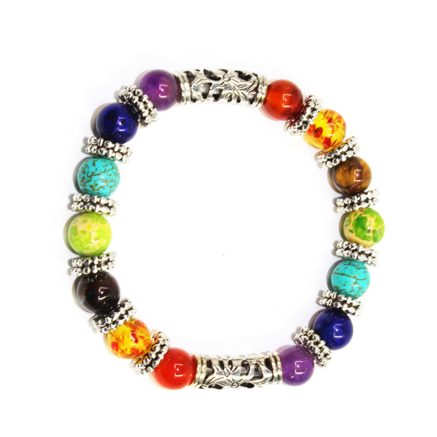 Pulsera de piedras preciosas de chakras con dijes - 6 mm - NEW521