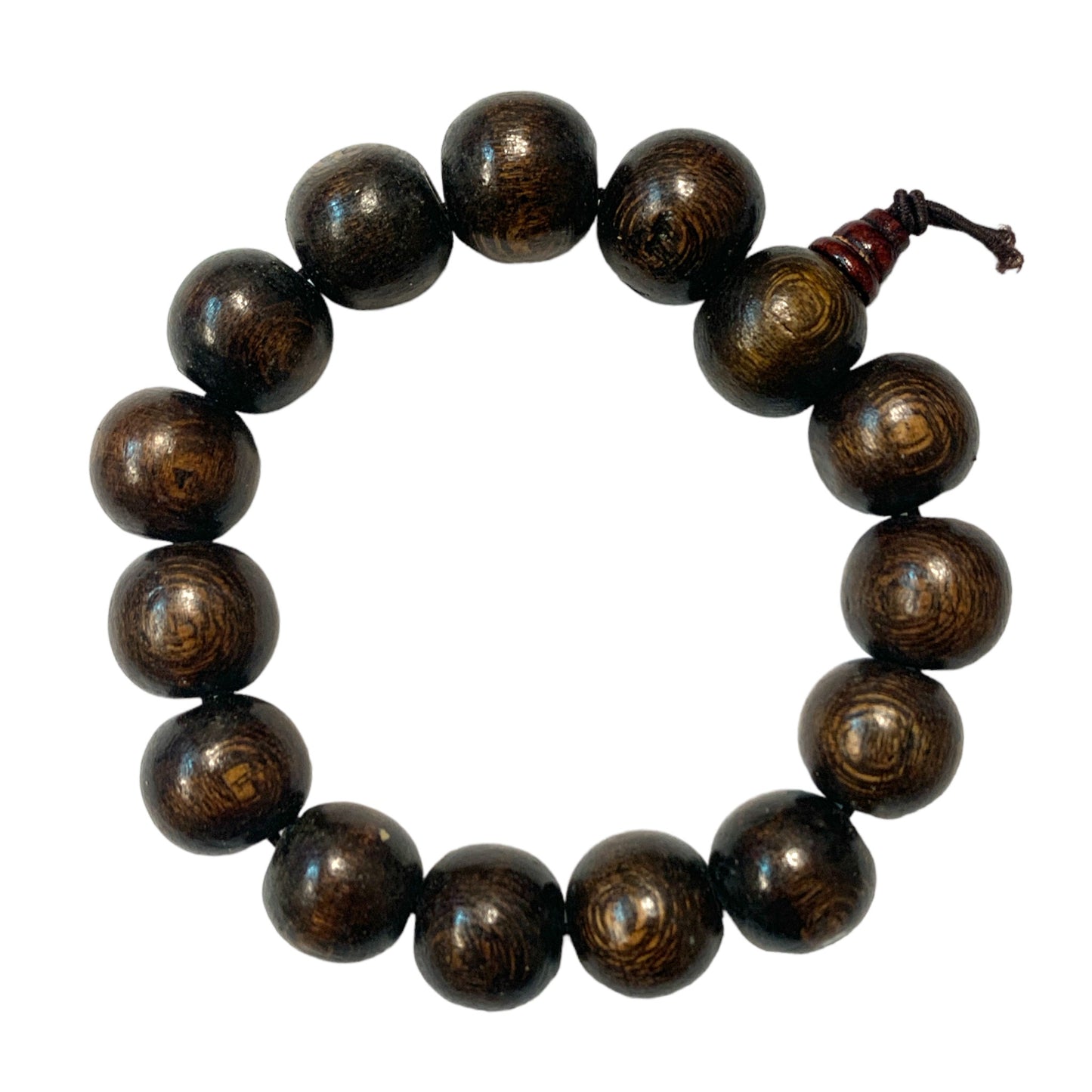 Wrist Mala, Wood, Buddhist Bracelet - Nylon Cord - 12mm Approx. 9.5inch