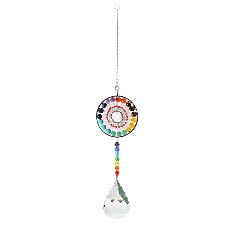 Percha de cristal K9 con cuentas de chakras y piedras preciosas - 14,5 pulgadas - NUEVO 523