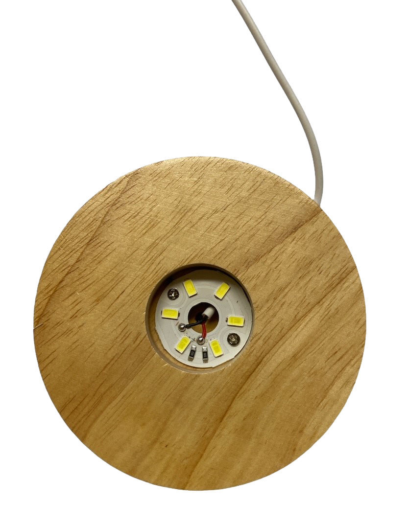Base de lámpara LED de 12 cm (4,75 pulgadas) - Aspecto de madera natural - Enchufe USB - China - NEW423