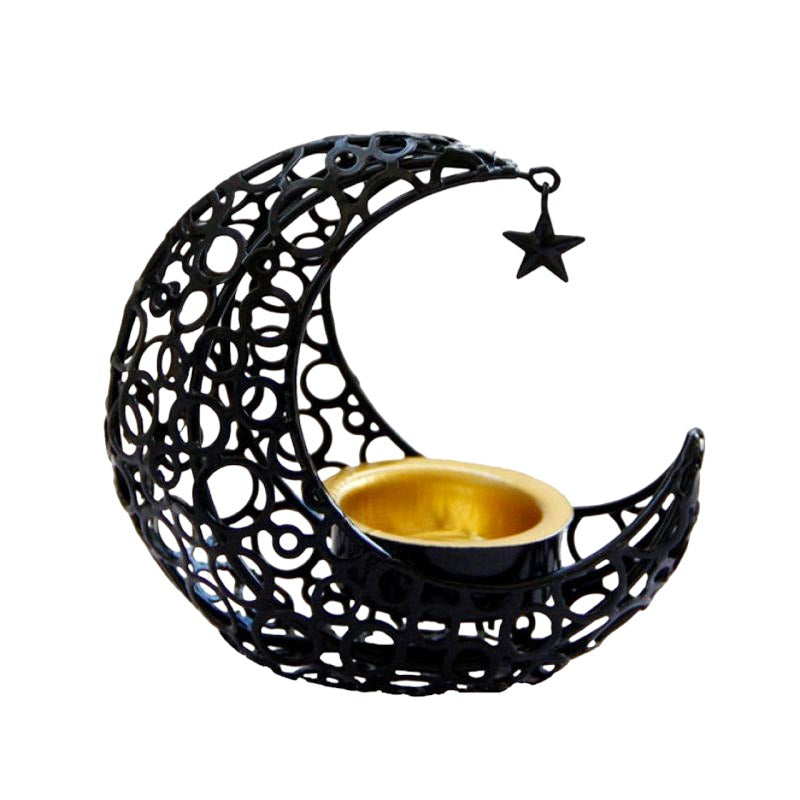 Crescent Moon Incense Holder Black - 10.5 x 9.8cm - NEW523
