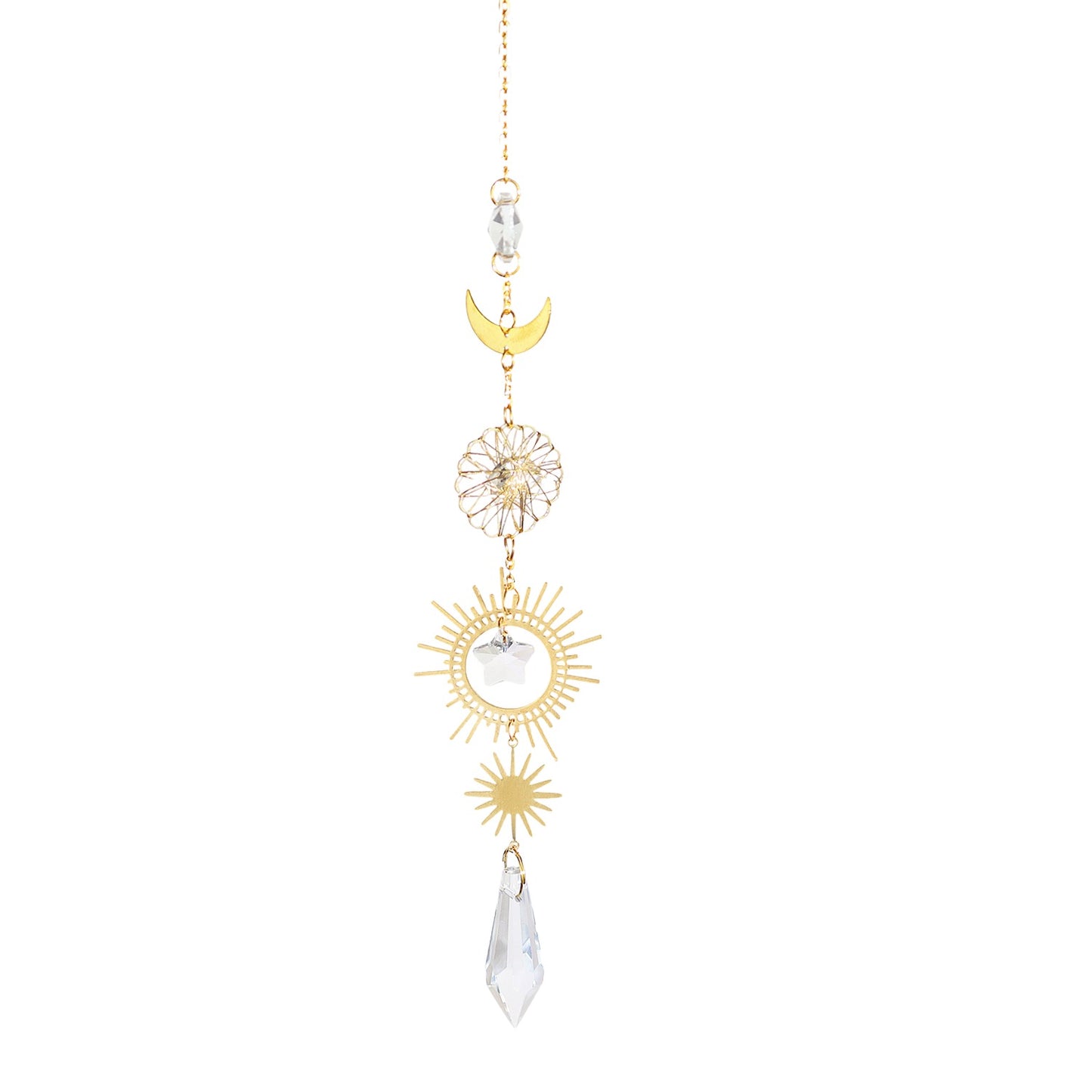 Percha de cristal K9 Aura, Sol, Luna, Estrellas y Diamante - 15 pulgadas - NUEVO 523