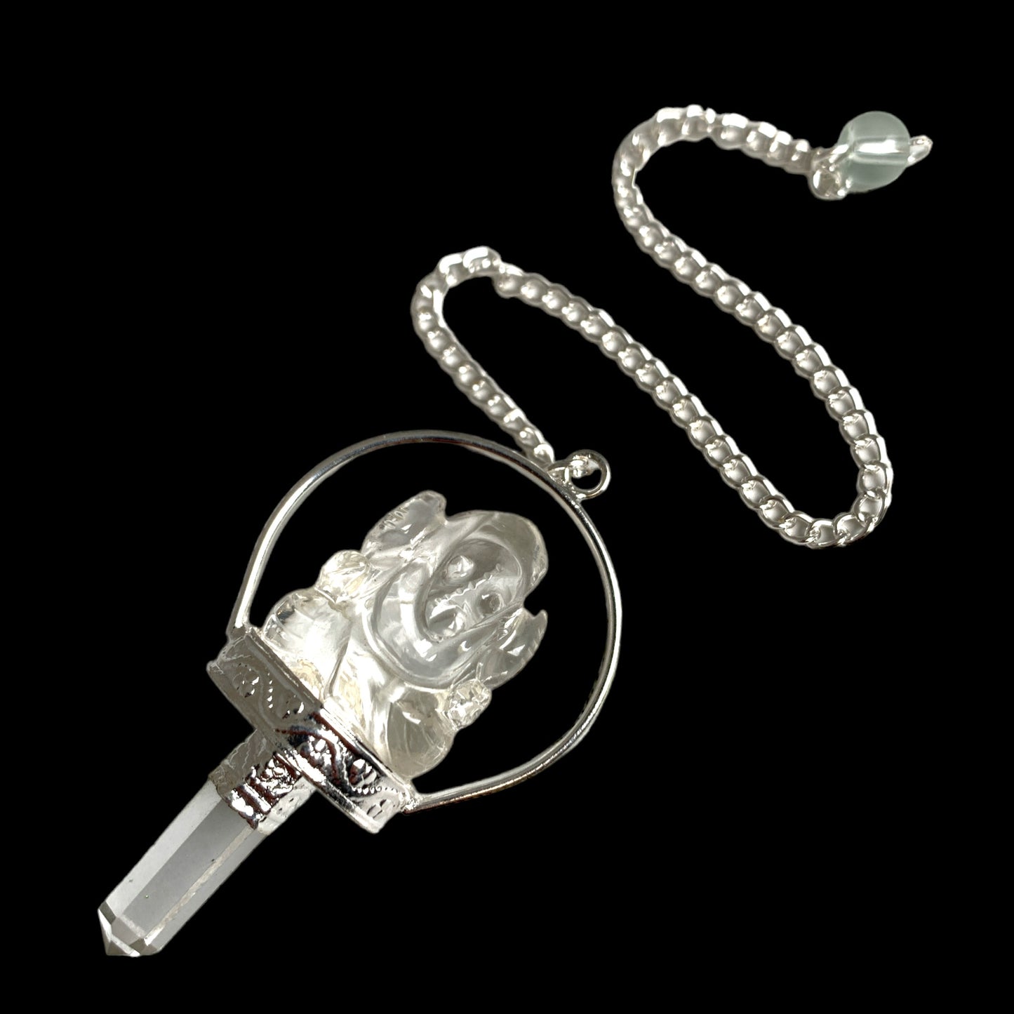 Crystal Ganesha Pendulum - Platinum Color Plated - 35mm - NEW422
