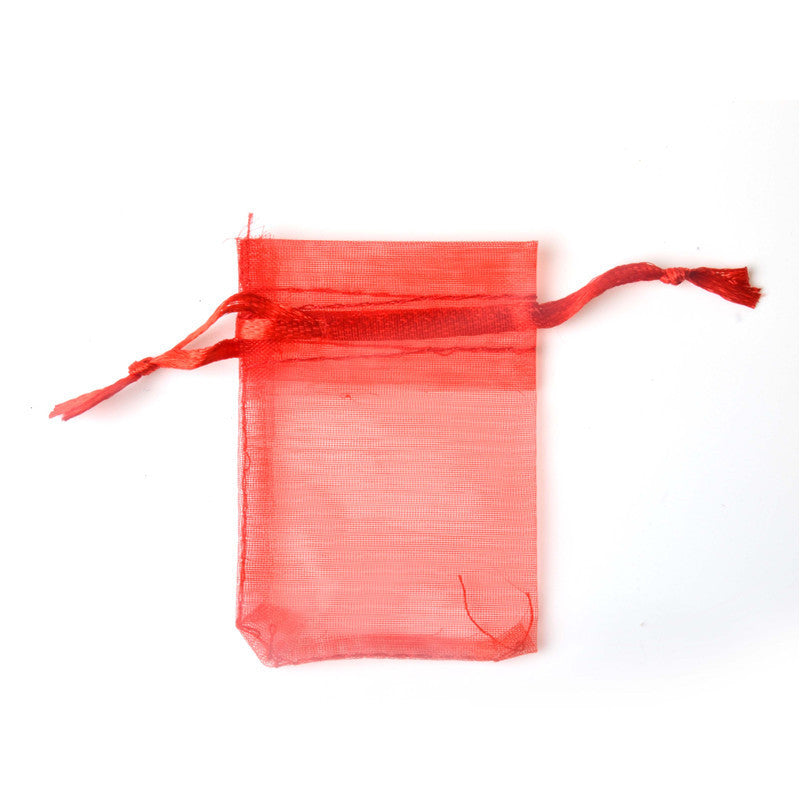 Bolsa de organza rectangular con cordón, color rojo, 7 x 9 cm, 2,75 x 3,5 pulgadas, paquete de 100