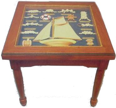 MESA CON DECORACIÓN NÁUTICA 17 x 17 x 16 pulgadas