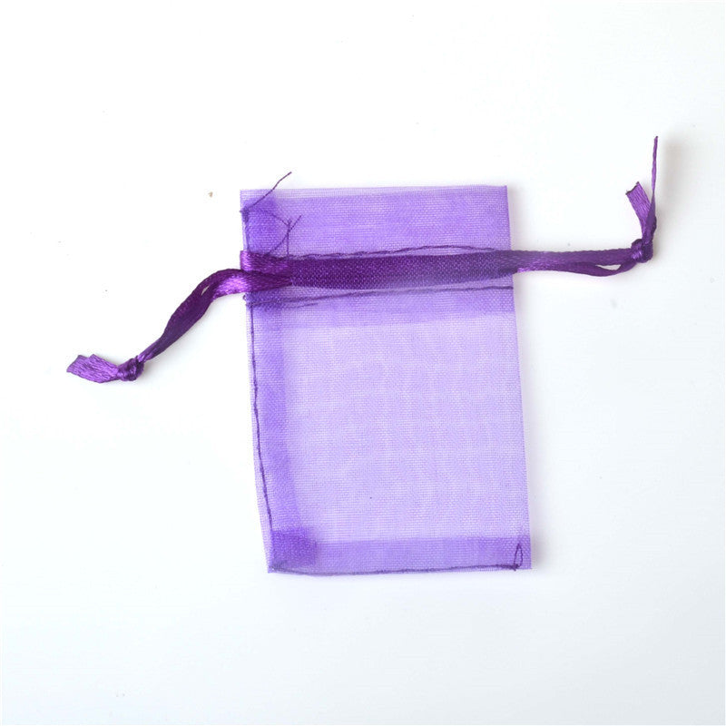 PK/100 Deep Purple 5 x 7 inch - ORGANZA POUCH BAG - RECTANGLE with Draw String