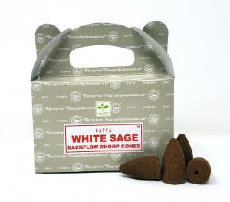 Satya White Sage BACKFLOW Cones (6 pack/box) - (24 cones each pack) - NEW922