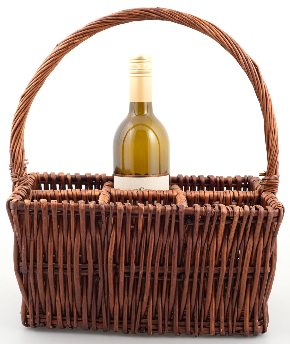 Portador de vino para 6 botellas de Brown Willow, 12,5 x 8,75 x 6,25 pulgadas de profundidad