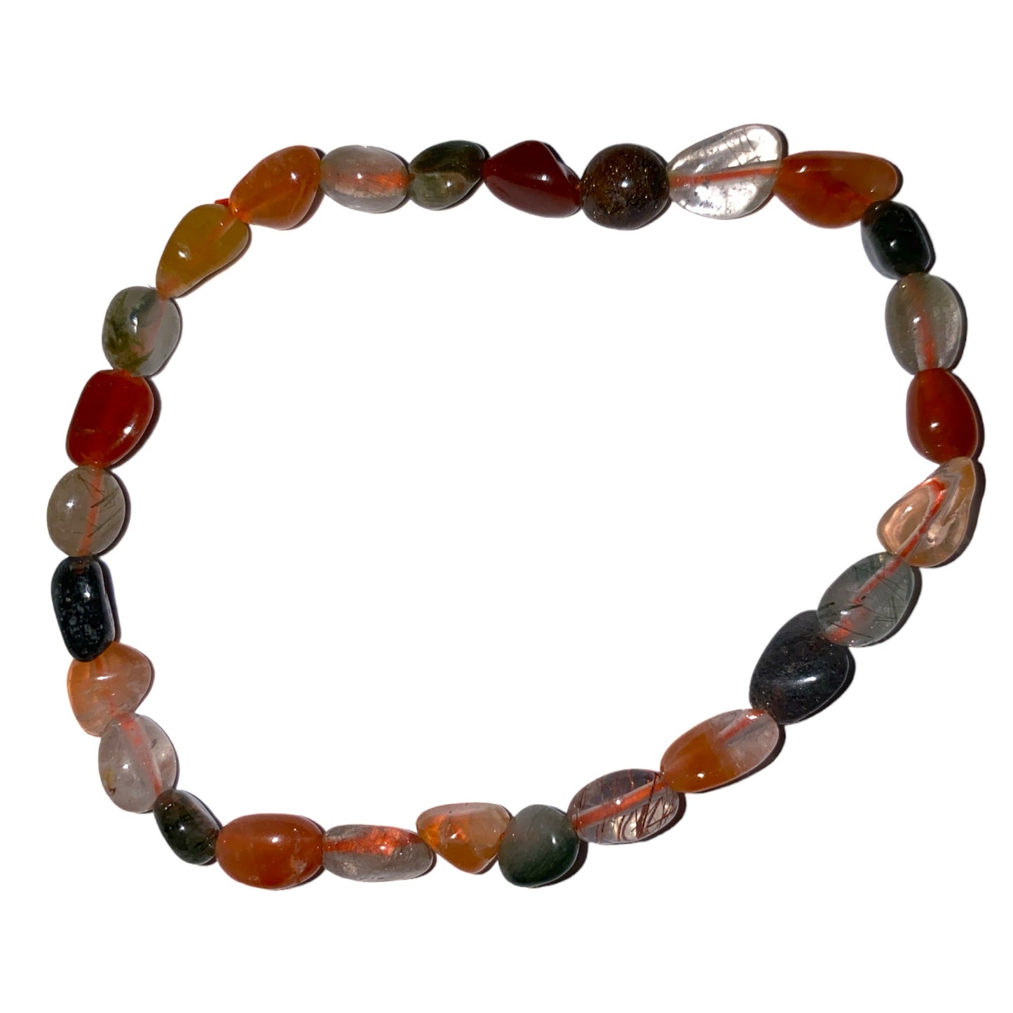 Pulsera de cuentas de cuarzo rutilado de fuego de 6-10 mm - 16,5 cm - China - NEW423