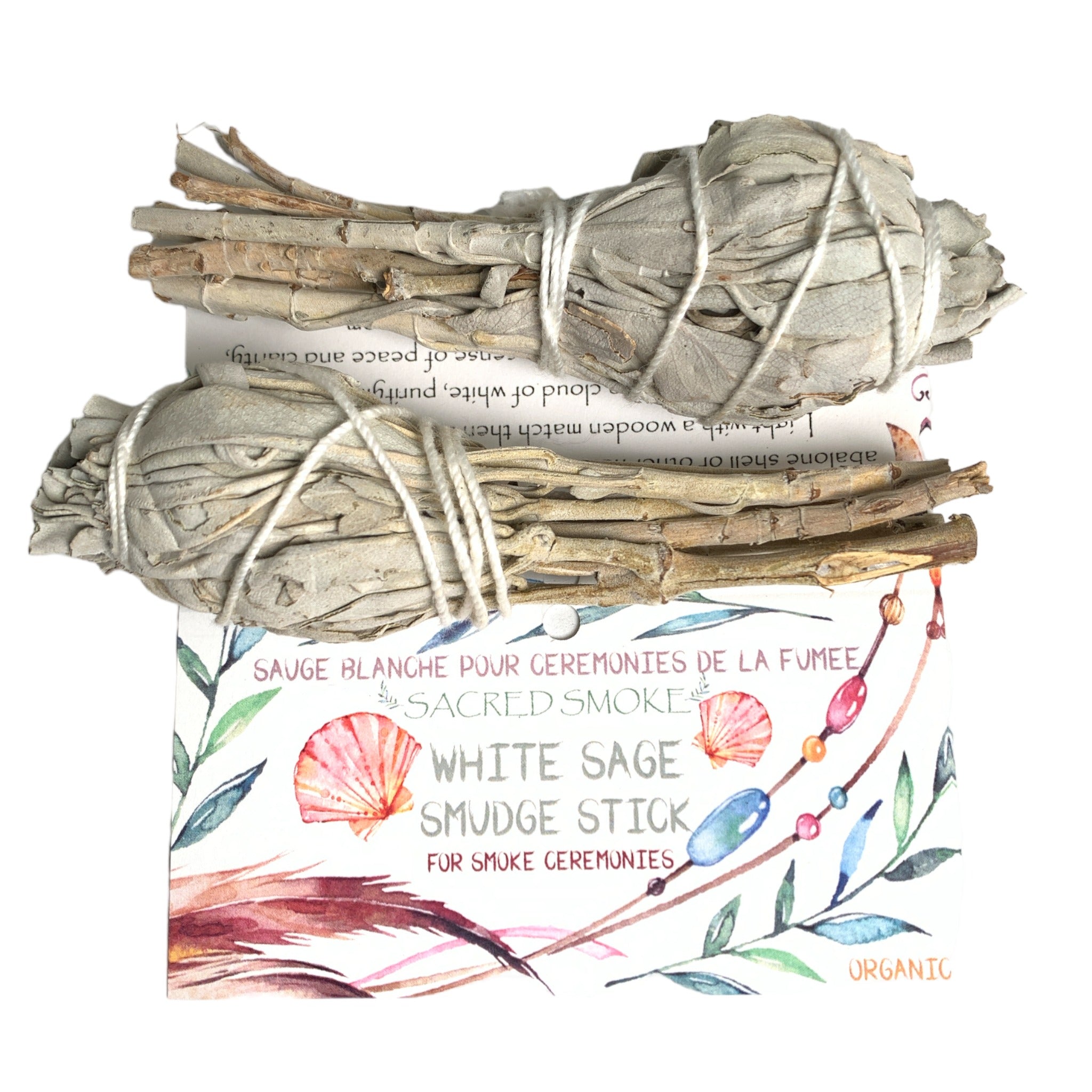 Pack of 2 White Sage Torch Style4 inch Smudge Sticks Bundle Wand Packa
