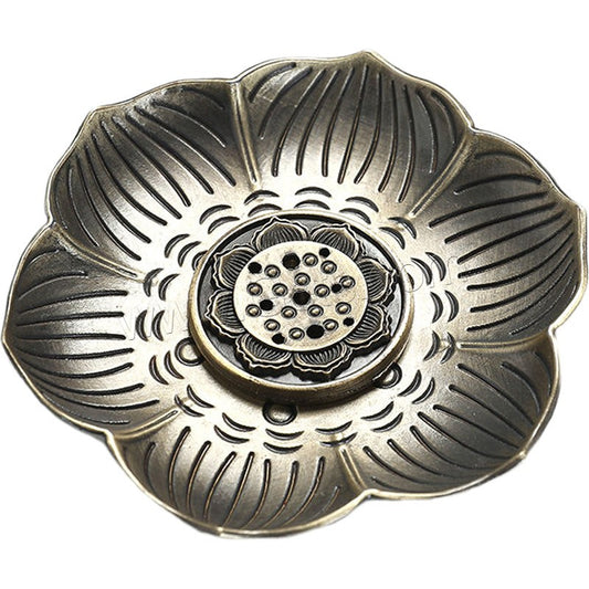 Incense Burner Seat - Darker Zinc Alloy Metal - 2 Piece set Center & Base - 9.5x1cm - NEW424