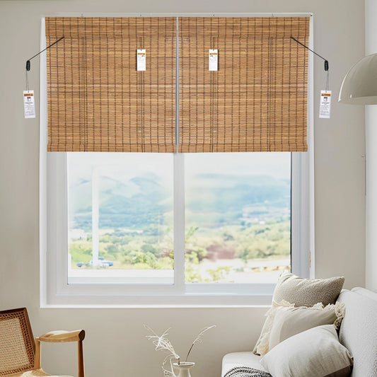 Imperial Brown Bamboo Blinds with Valance - Round & Flat Sticks (BL700V Series)