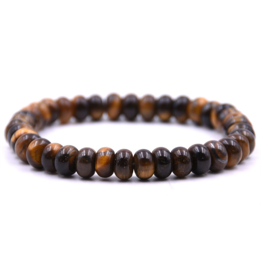 Pulsera de ojo de tigre con cuentas ovaladas de 19 cm