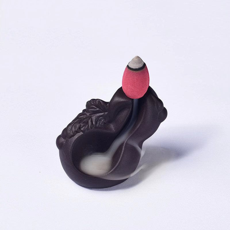 Small Backflow Incense Burner Ceramic Black - 4.8x4x6cm - NEW324