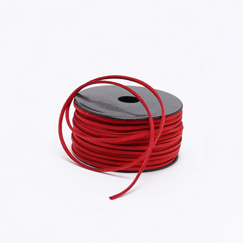 Cordón de terciopelo - ROJO - 3 x 1,5 mm - 46 metros - Cordón plano de ante sintético ECO-SOFT - NUEVO 222