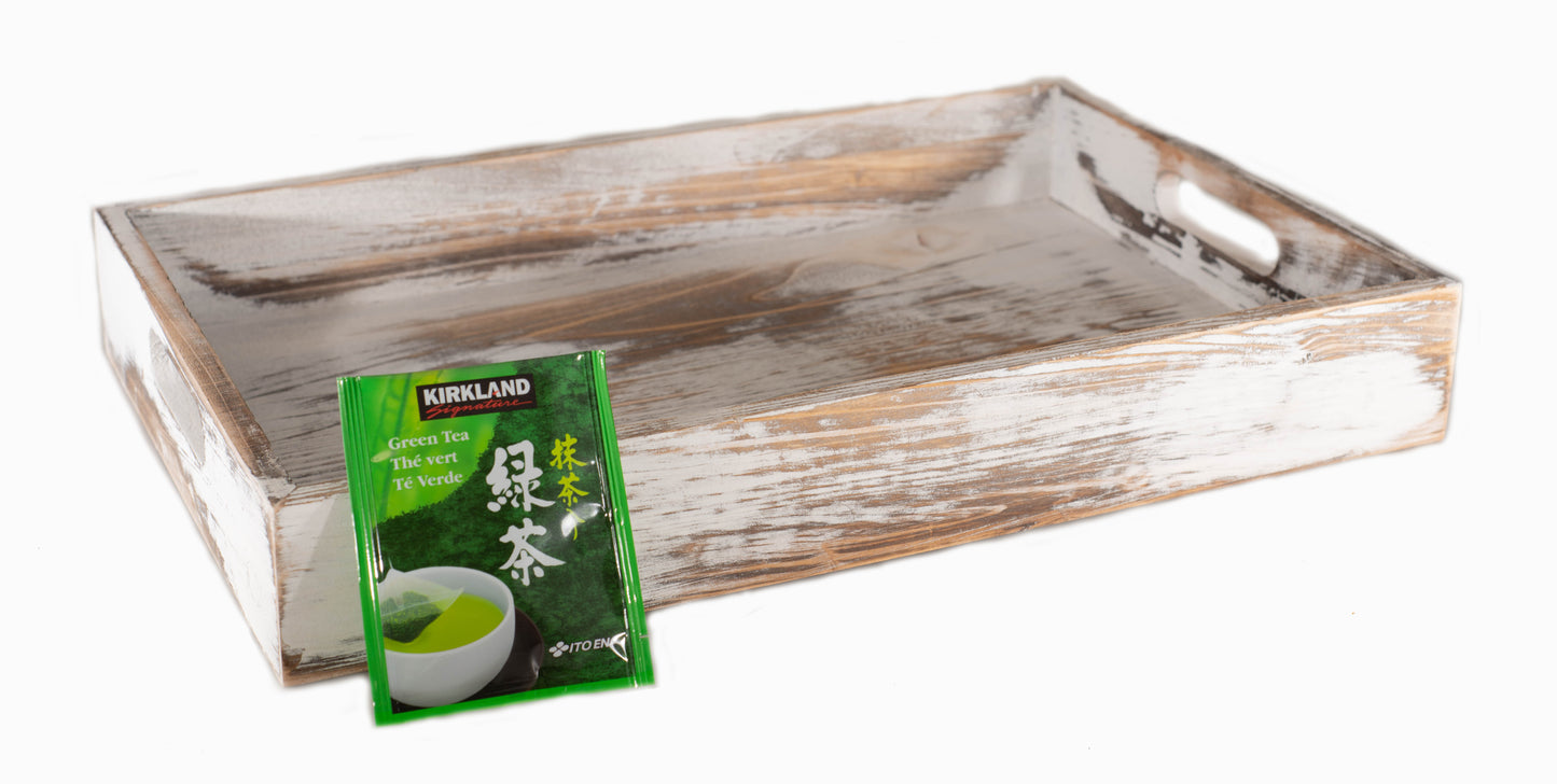 Whitewash Fir wood Tray SMALL 15.75 x 10 x 2.25 inch