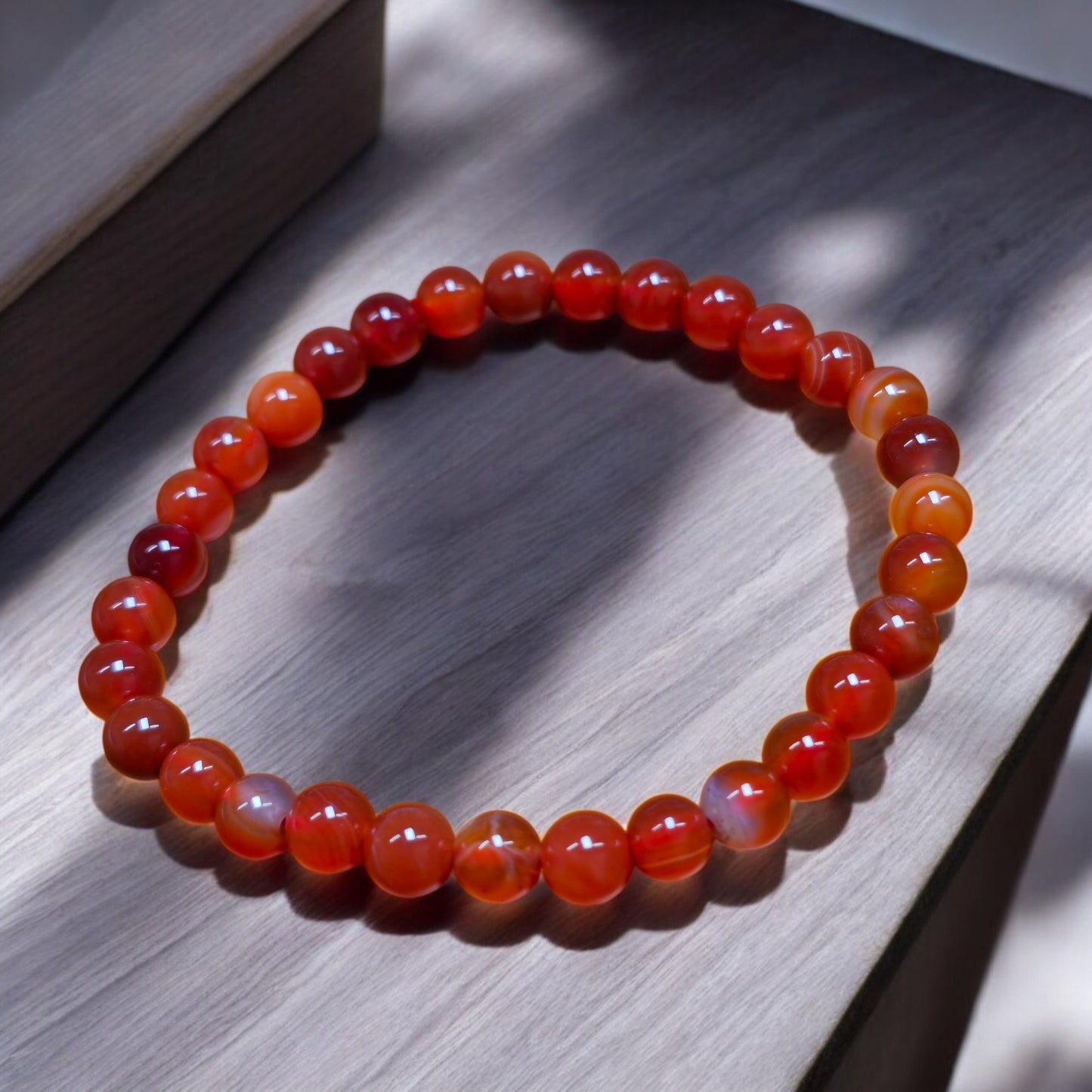 Pulsera elástica de cornalina - Cuentas de 6 mm y 19 cm - China - NEW125