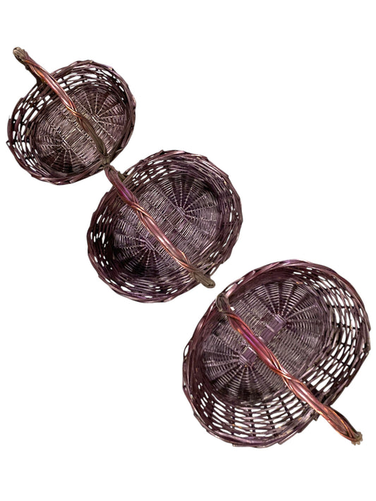 Set of 3 - Oval Designer Split Willow Baskets - Wine