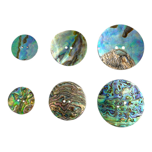 30mm Round Abalone Shell Buttons 2 x 2mm Holes - 3mm Thick - China