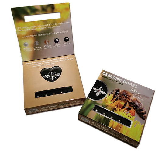 5 Pearl Set - Bee Box with Bee Pendant Necklace - NEW522