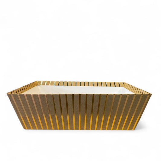 12 x 9 x 3.55 inch Kraft with Gold Strip RECTANGLE Market Trays (12 Case) Fits a 25 x 35 Basket Bag - NEW625