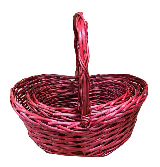 Set of 3 - Oval Designer Split Willow Baskets - Wine