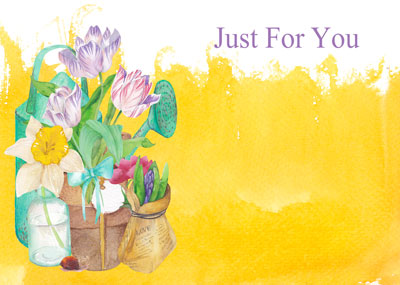 PK/50 - Flora Cards - Just For You - Flowers In A Basket