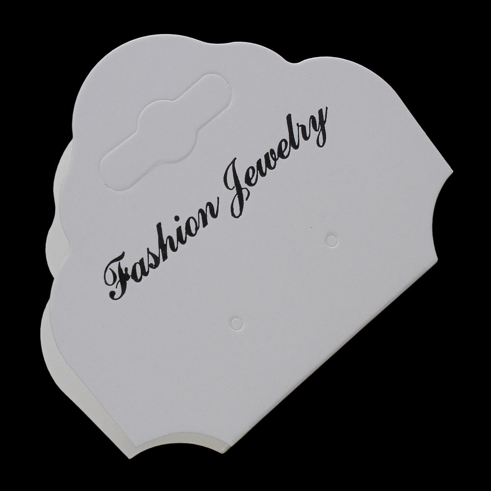 Paquete de 100 tarjetas blancas para exhibir conjuntos de joyas, para aretes y collares. Tipo: Joyería de moda. Color marrón kraft. Medidas: 102 x 55 x 0,5 mm.