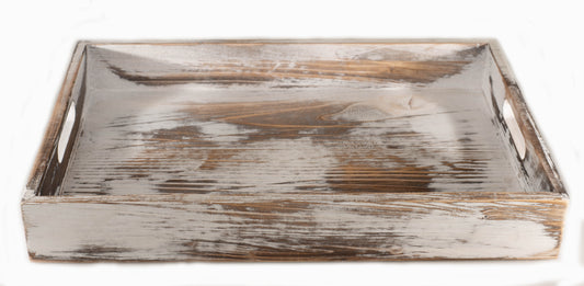 Whitewash Fir wood Tray MEDIUM 17.75 x 13 x 2.25 inch - Fits cello bag 35x40