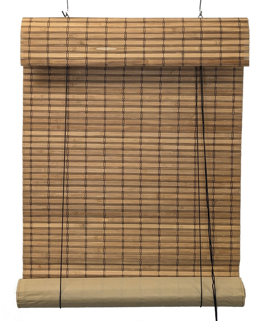 Valanced Brown Bamboo Blinds with Privacy Screen Backing (BL600 Series)