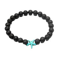 Pulsera de lava con estrella de mar de turquesa sintética - Cuentas de 8 mm - NEW523