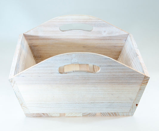 Whitewash Pine wood Tray LARGE 16 x 12 x 5 inch @ deepest - fits a 26 x 40 Basket Bag