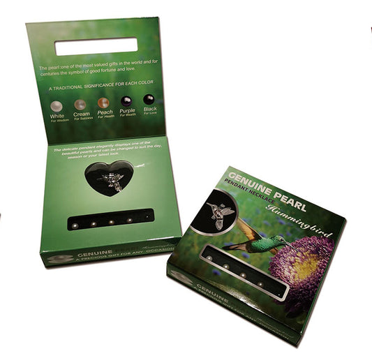 5 Pearl Set - Humming Bird  Box with Humming Bird Pendant Necklace - NEW522