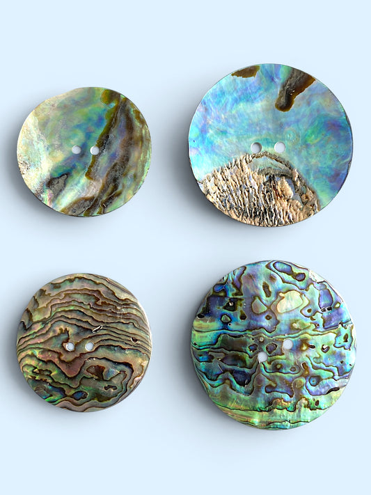 50mm Round Abalone Shell Buttons 2 x 2mm Holes - 3mm Thick - China