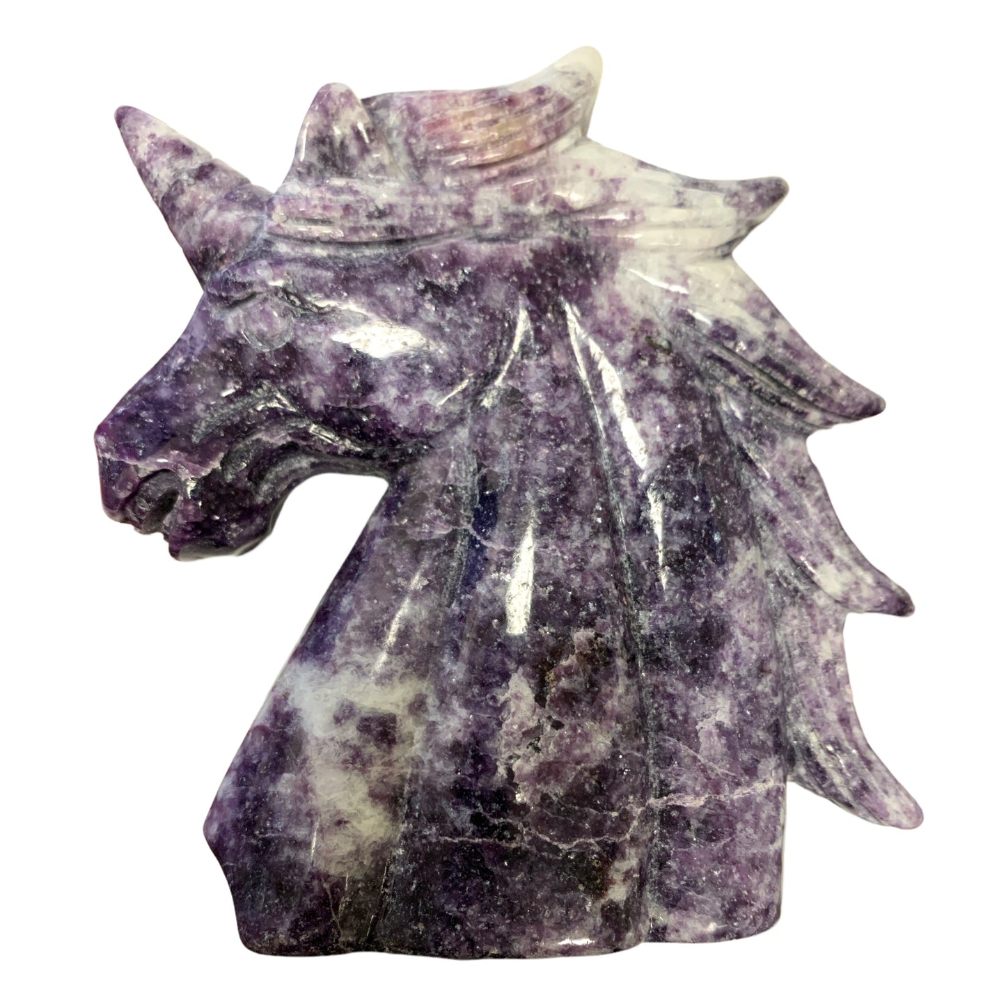 11cm UNICORN HEAD - Lepidolite - Price Each - China - NEW622